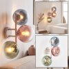 Cluster wall light Gastor, three round blue, green and coppery glass shades for the couch
