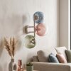 Cluster wall light Gastor, three round blue, green and coppery glass shades for the couch