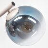 Cluster wall light Gastor, three round blue, green and coppery glass shades for the couch