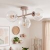 Modern cluster ceiling light Koyoto with three clear rippled glass shades