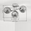 Modern cluster ceiling light Koyoto with three clear rippled glass shades