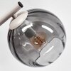 Modern Globe Wall Light Koyoto with a vertical cluster of three smoke glass shades