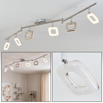 Modern LED Ceiling Light Villenauxe with six white rounded-square rotating elements
