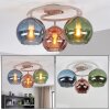 Retro Globe Ceiling Light Koyoto with Three Coppery, Green and Blue Glass Shades