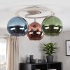 Retro Globe Ceiling Light Koyoto with Three Coppery, Green and Blue Glass Shades