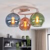 Retro Globe Ceiling Light Koyoto with Three Coppery, Green and Blue Glass Shades