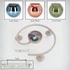 Retro Globe Ceiling Light Koyoto with Three Coppery, Green and Blue Glass Shades