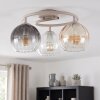 Retro Ceiling Light Koyoto with three round glass shades in smoke, amber and clear