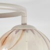 Retro Ceiling Light Koyoto with three round glass shades in smoke, amber and clear
