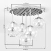 Boho cluster ceiling light Koyoto with wooden slat canopy and five shades