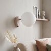 Modern Globe Wall Light Gastor with round white glass shade in sand-coloured metal
