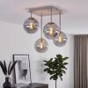 Modern Cluster Ceiling Light Gastor with 4 smoke glass shades, sand-coloured fixture