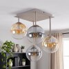 Modern Cluster Ceiling Light Gastor with 4 smoke-coloured, amber and clear glass shades
