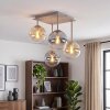 Modern Cluster Ceiling Light Gastor with 4 smoke-coloured, amber and clear glass shades