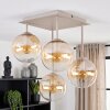Modern Cluster ceiling light Gastor with four amber and clear glass shades