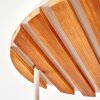 Cluster ceiling light Koyoto, Boho-style sand-coloured wooden canopy, clear glass shades