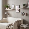 Modern Globe wall light Gastor, 2-piece set with smoke-coloured round glass shade