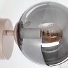Modern Globe wall light Gastor, 2-piece set with smoke-coloured round glass shade