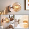 Modern Globe wall light Gastor with round amber glass shade and on/off switch