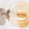 Modern Globe wall light Gastor, 2-piece set with amber glass shade beside the mirror