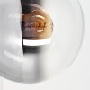 Modern globe wall light Gastor, sand-coloured frame, smoke and clear glass shade