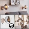 Modern globe wall light Gastor, 2-piece set, chrome shade, visible E14 fitting