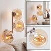 Modern Wall Light Gastor with three clustered amber glass shades in sand-coloured metal