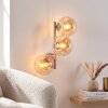 Modern Wall Light Gastor with three clustered amber glass shades in sand-coloured metal