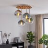 Sand-coloured Boho cluster ceiling light Gastor, wooden slat canopy