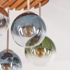 Sand-coloured Boho cluster ceiling light Gastor, wooden slat canopy