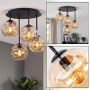 Cluster ceiling light Ripoll with four amber glass shades in a modern design