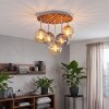 Modern cluster ceiling light Koyoto with five amber and smoke glass shades