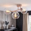 Modern Cluster Ceiling Light Koyoto with 3 clear glass shades and sand-coloured fixture