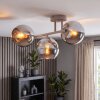 Retro Cluster Ceiling Light Koyoto with three chrome and smoke-coloured glass shades