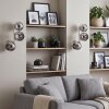 Globe wall light Koyoto with three chrome and smoke-coloured glass shades, set of 2