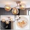 Cluster Ceiling Light Koyoto with three amber glass shades, modern design