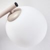 Modern Globe Wall Light Koyoto with three vertically arranged white glass shades, E14