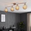 Linear Cluster Ceiling Light Gastor with 4 Round Amber Glass Shades, Retro Design