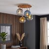 Boho Style cluster ceiling light Koyoto with 4 colourful glass shades and wooden slats