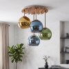Boho Cluster Ceiling Light Koyoto with 4 blue, green and gold glass shades
