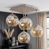 Modern cluster ceiling light Koyoto with 4 amber glass shades, sand-coloured metal frame