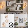 Modern 3-light wall light Koyoto, 2-piece set, vertical amber glass shades