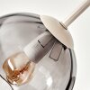 Cluster ceiling light Koyoto with five smoke-coloured glass shades, round design
