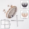 Modern ceiling light Koyoto with a round wooden slat canopy and four shades