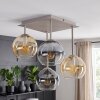 Modern cluster ceiling light Koyoto with four glass shades in smoke, amber and clear