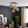 Cluster ceiling light Koyoto with four blue, green and coppery glass shades