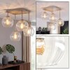 Modern globe ceiling light Koyoto with 4 clustered clear ribbed glass shades