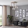 Modern globe ceiling light Koyoto with 4 clustered clear ribbed glass shades