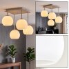 Cluster ceiling light Koyoto with four white glass shades in sand-coloured metal