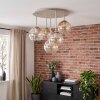 Sand-coloured cluster ceiling light Koyoto with 5 amber and clear glass shades